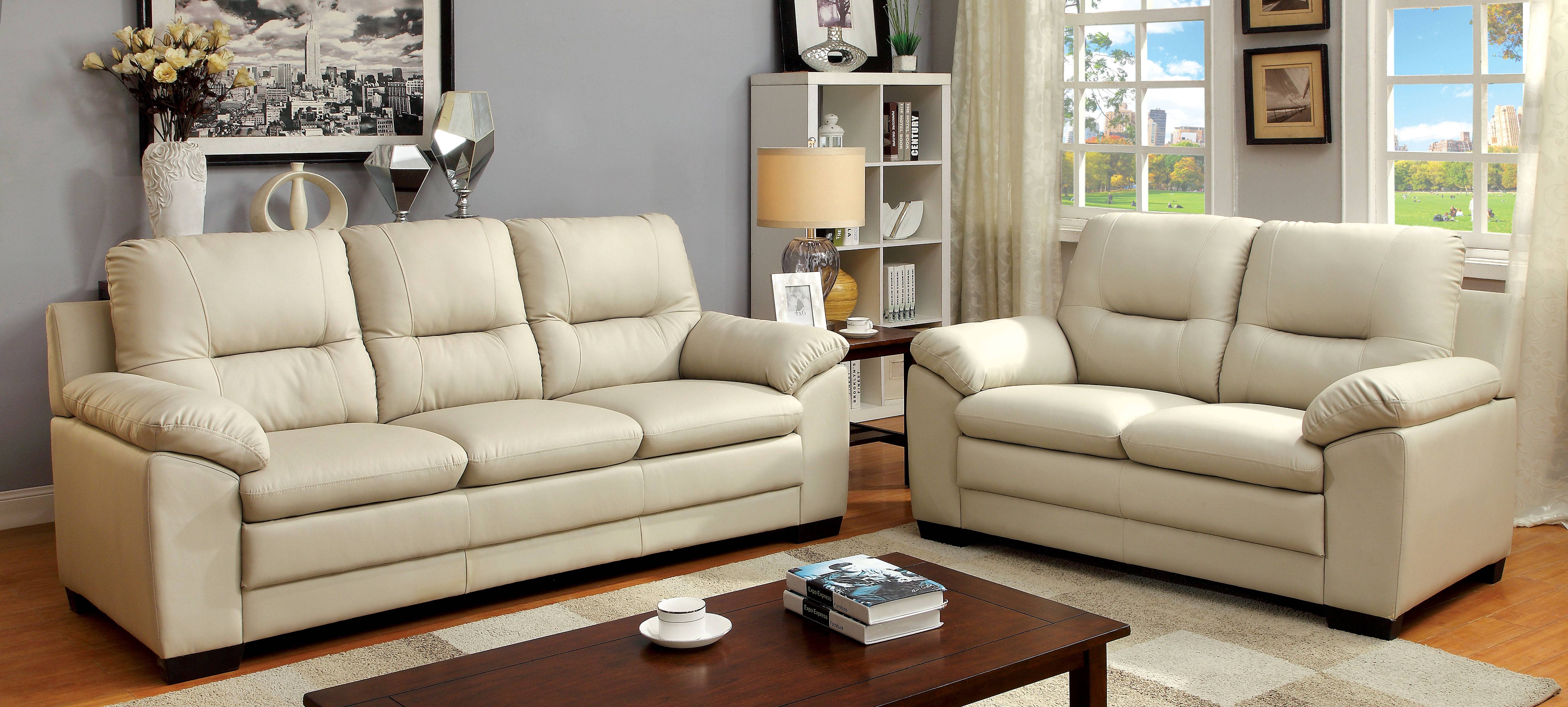 Tory Contemporary Upholstered Loveseat in Ivory